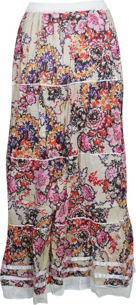 Indiatrendzs Printed Women A-line Red, Black Skirt