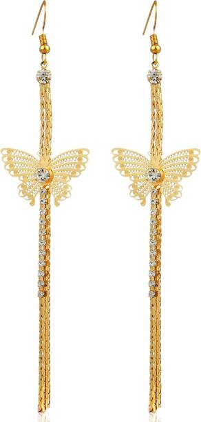 Thread Earrings Online At Best Prices In India Remanika Erfly Thread Cubic Zirconia Alloy Chandelier Earring