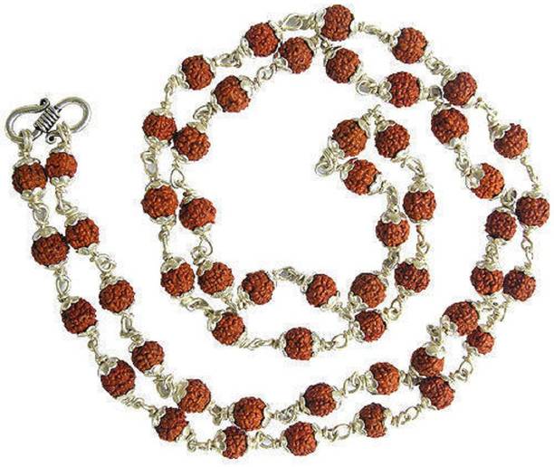 Jaipur Gemstone Shiv Shakti Kawach Mala Rudraksh Silver Plated Wood Chain