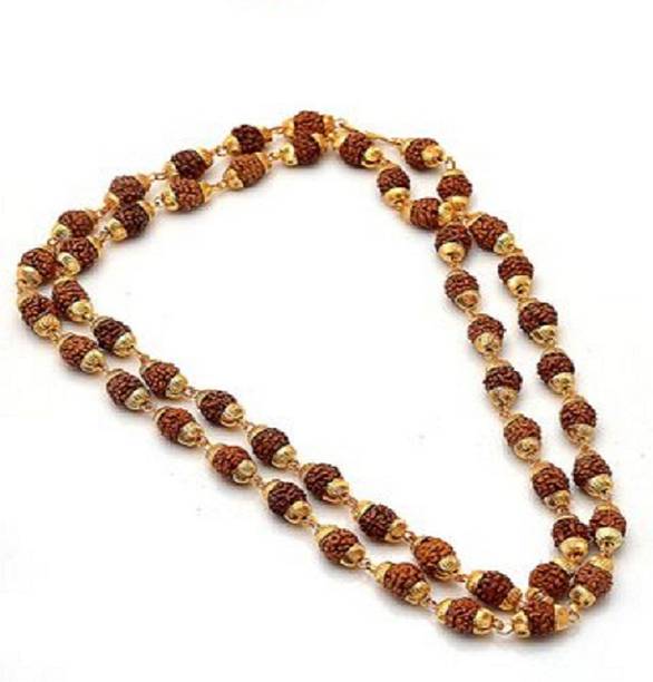 Jaipur Gemstone Rudraksh Pachmukhi Shiv Shakti Kawach Mala Wood Chain
