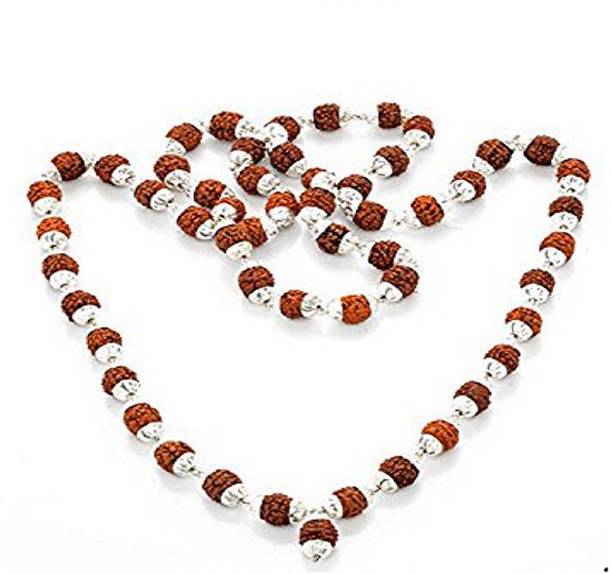 Jaipur Gemstone Rudraksh Pachmukhi Shiv Shakti Mala Wood Necklace