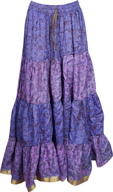 Indiatrendzs Printed Women A-line Purple Skirt
