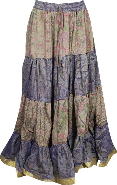 Indiatrendzs Printed Women A-line Blue, Green Skirt