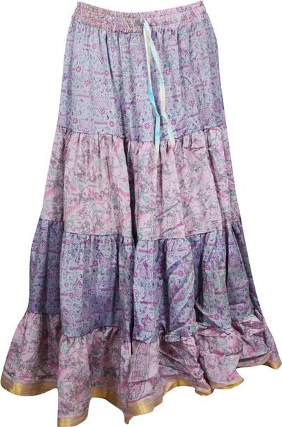 Indiatrendzs Printed Women A-line Pink, Purple Skirt