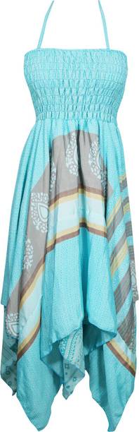 Indiatrendzs Women High Low Blue Dress