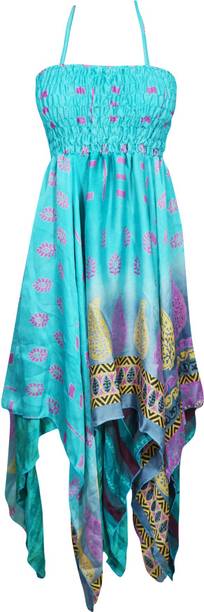Indiatrendzs Women High Low Blue Dress
