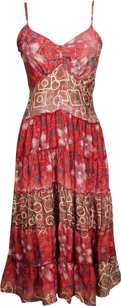Indiatrendzs Women Fit and Flare Red Dress