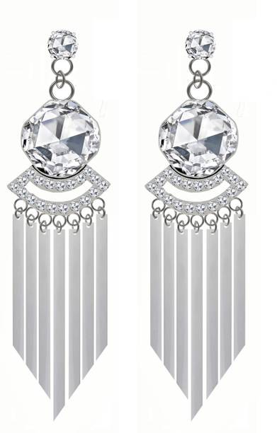 Shanti jewellery Sterling Silver Plated Drop Dangle Earrings Bar Earrings Line Simplify Earrings Crystal Sterling Silver