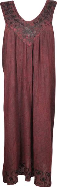 Indiatrendzs Women Fit and Flare Brown Dress