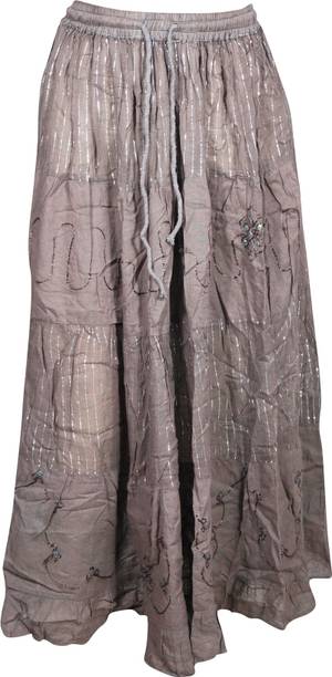 Indiatrendzs Self Design Women Straight Brown Skirt