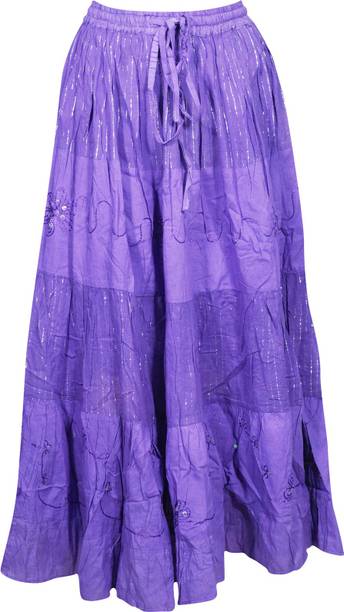 Indiatrendzs Self Design Women Straight Purple Skirt