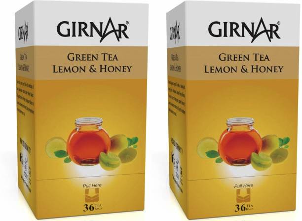 Girnar Tea Pack of 2 Green Tea with Lemon and Honey Lemon, Honey Green Tea Bags Box