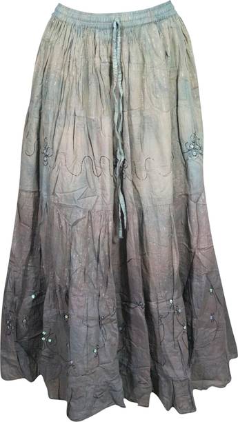 Indiatrendzs Solid Women Straight Grey Skirt