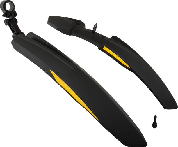 Dark Horse Bicycle Atom Mudguard with Reflective Tape, Black-Yellow Clip-on Front & Rear Fender