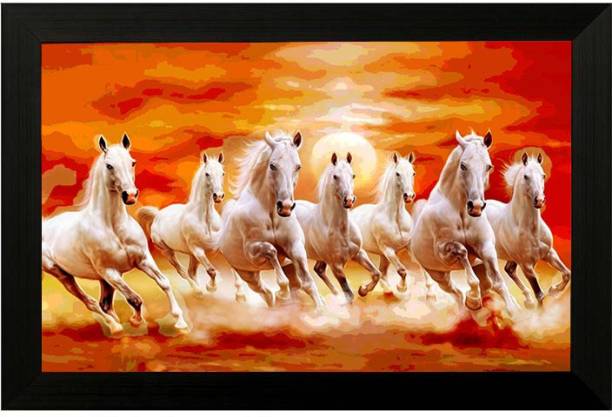 Pintura 7 running horses Ink 12 inch x 18 inch Painting