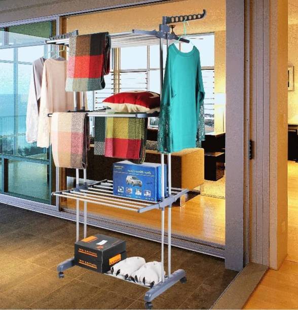 Cloth Dryer Stands At Best S In Tnc Made In India Rust Free Double Poll Floor Mounted Clothes Drying Stand Of Stainless