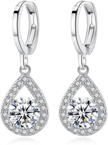 MYKI Vintage Sterling Silver Drop Cubic Zircon Earring For Women & Girls Swarovski Zirconia Sterling Silver