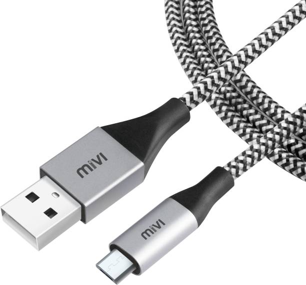 Mivi Micro USB Cable 1.8 M 6 Ft Long Nylon Braided Original Tough Black Micro