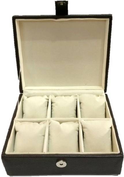 Watch Accessories Online At Best Addyz Rexine Premium Quality 6 Slots Watch Box Bracelets Case Organizer Storage