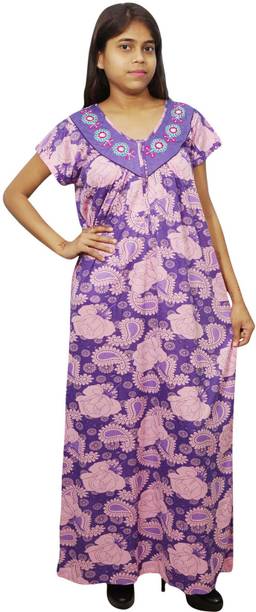 Indiatrendzs Nightsuit Set: Womens Casual Wear Comfort Printed Maxi Night-suits