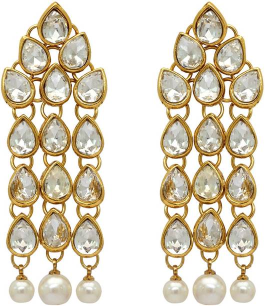 Jaipur Mart Earrings Online At Best Jaipur Mart White Color Beautiful Kundan Earrings For Women Alloy Drop Earring