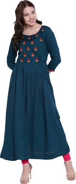 Long Kurtis Designer Kurtas Online At Best Prices In Gulmohar Jaipur Women Embroidered Flared Kurta