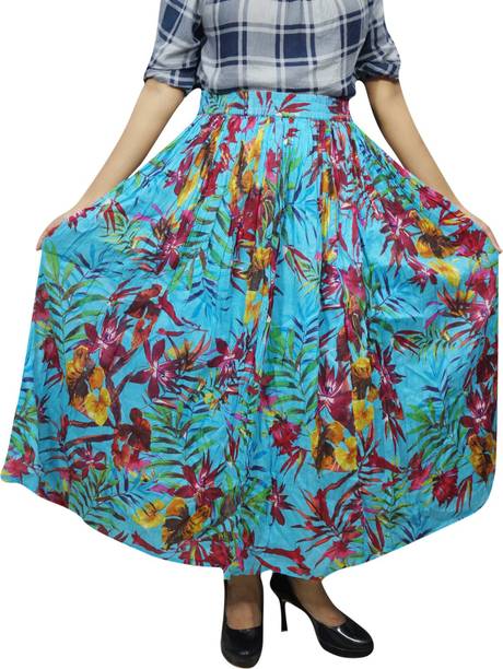 Indiatrendzs Printed Women A-line Blue, Maroon Skirt