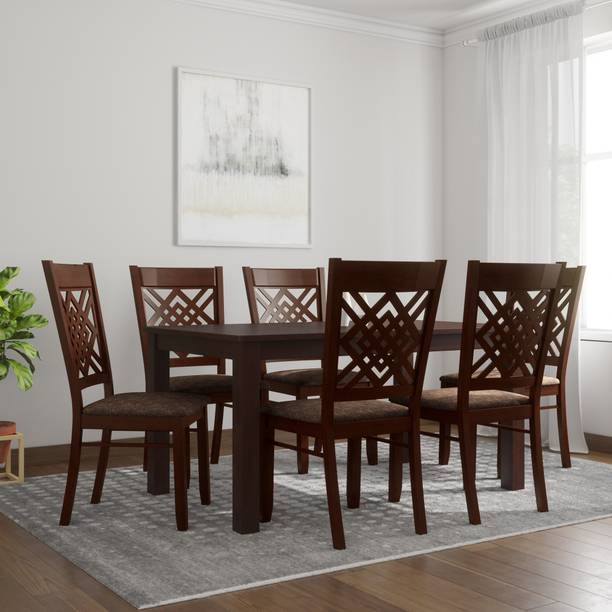 Dining Table ड इन ग ट बल स And Chairs At Best Woodness Solid Wood 6 Seater Dining Set