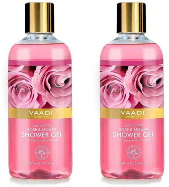 VAADI HERBALS Enchanting Rose & Mogra Shower Gel (300 ml x 2)