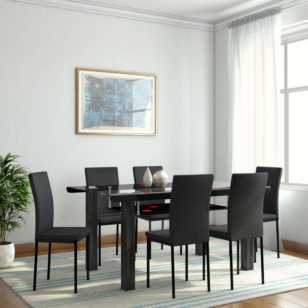 Dining Table ड इन ग ट बल स And Chairs Online At Best Woodness Milan Gl 6 Seater Dining Set