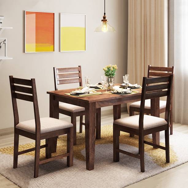 Dining Table ड इन ग ट बल स And Chairs Online At Best Alquiler Riga Solid Wood 4 Seater Dining Set