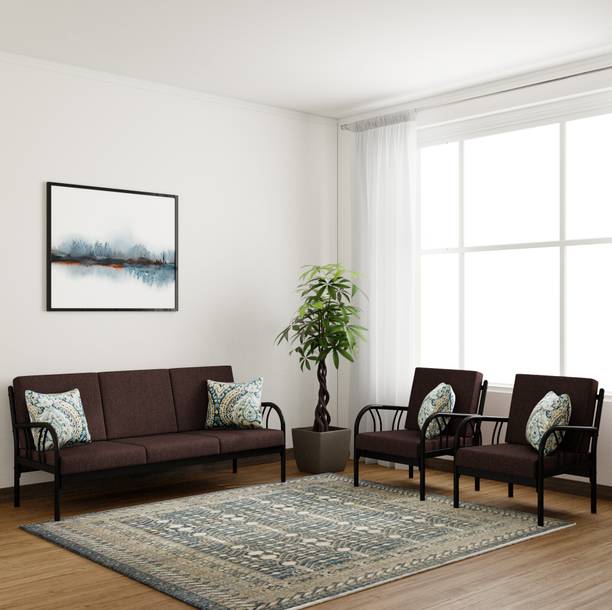 Sofa Set Best Sets Online At Prices In India Furniturekraft Florence Fabric 3 1 Black Sofa Set