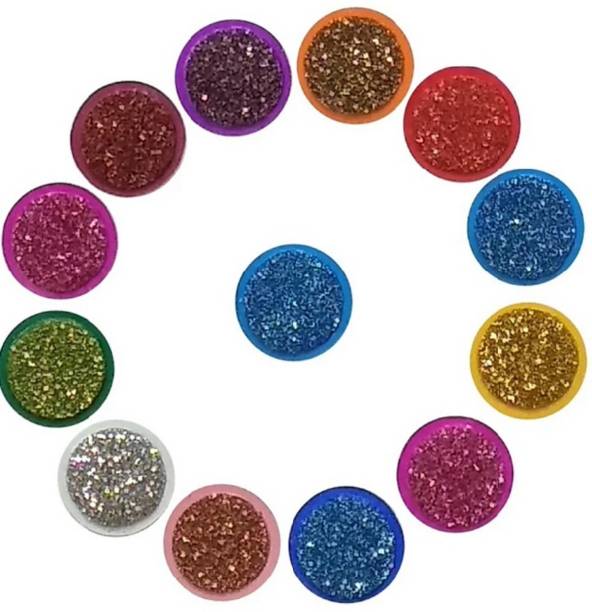 BEAUTY GOLD round bindi for beautiful lady & girl forehead, nails, tattooing Multicolor Bindis
