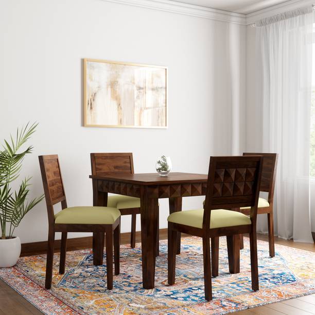 Dining Table ड इन ग ट बल स And Chairs Online At Best Induscraft Diamond Upholstery Sheesham Solid Wood 4 Seater Dining Set