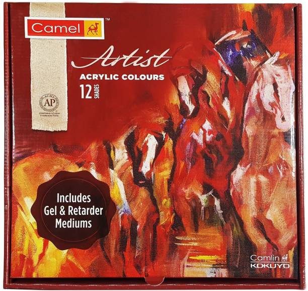 Camel Artist Acrylic Colours - 12 Shades with Gel Medium and Retarder