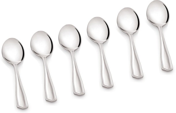 Stripes Stainless Steel Table Spoon Set Silver Pack of 6