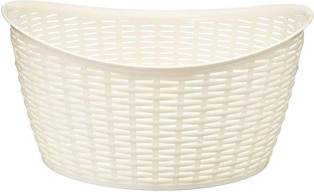 Storage Baskets Basket At Ping In India All Time Plastics Rattan Plastic Open Storage Bin 27 Liters Cream