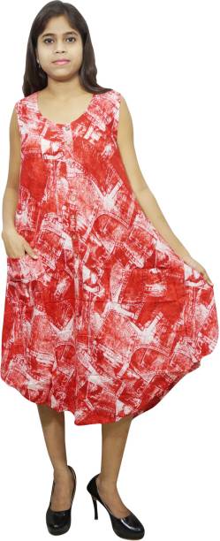 Indiatrendzs Women Fit and Flare Red, White Dress