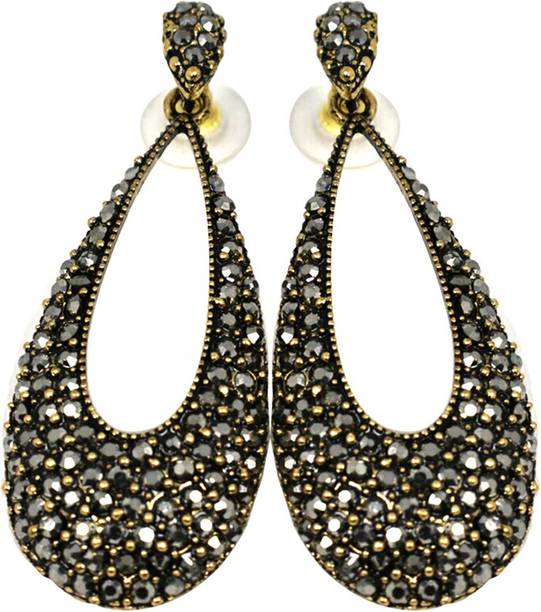Black Earrings Online At Best Prices In India Shinorra Black Drops Earrings Zircon Stainless Steel Drop Earring