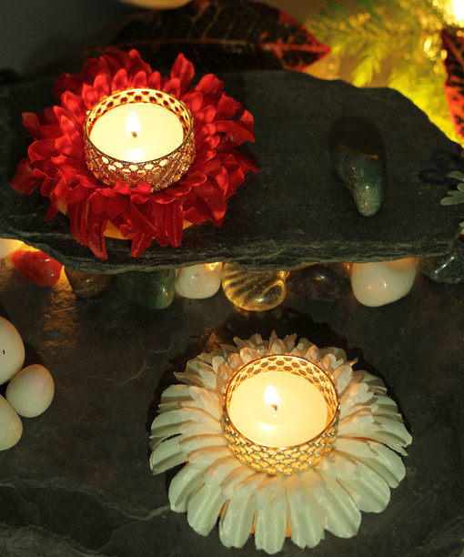 Cup Candle Holder Figurine Floral Decorative Home Table Garden Of Arts Stunning Decorative Designer Traditional Handicraft