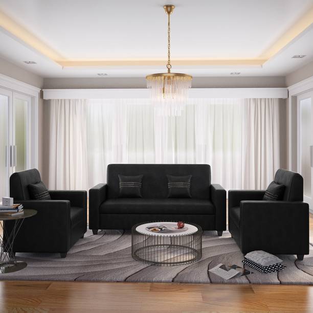 Sofa Set Best Sets Online At Prices In India Flipkart Perfect Homes Crete Leatherette 3 1 Black Sofa Set