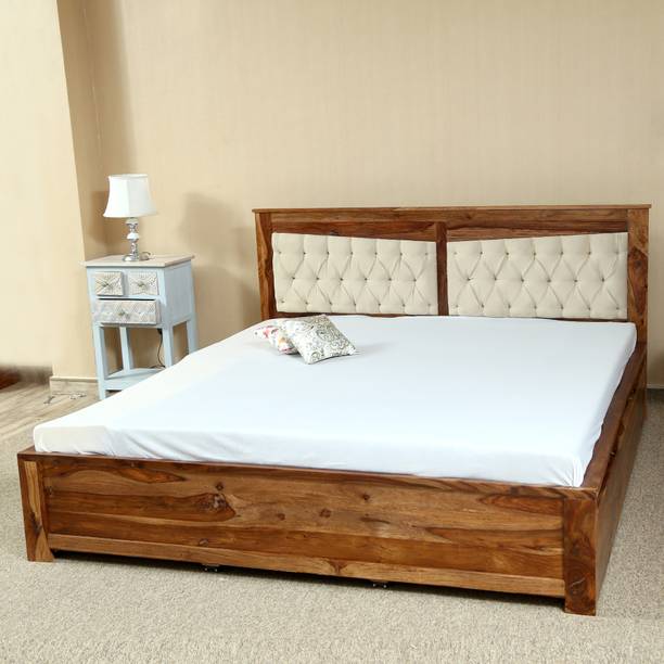King Size Beds With Durability Certification Online At Best Prices Home Edge Madrid Upholstered Drawer Solid Wood King Bed
