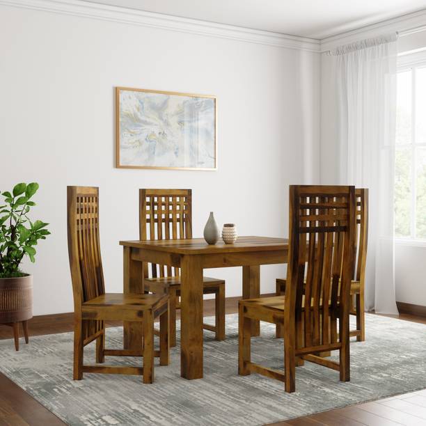 Dining Table ड इन ग ट बल स And Chairs At Best Induscraft Ethina Sheesham Solid Wood 4 Seater Dining Set