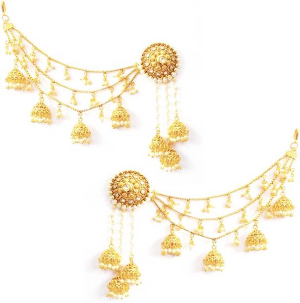 One Gram Gold Jewellery Online At Best Panachee Baahubali Inspired One Gram Gold Multilayer Long Statement Drop Tel Jhumki Chandbali Meenakari Jhumka Earrings
