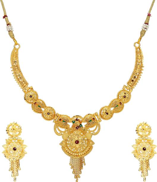 1 Gram Gold Necklace Sets Online At Mansiyaorange Alloy Jewel Set
