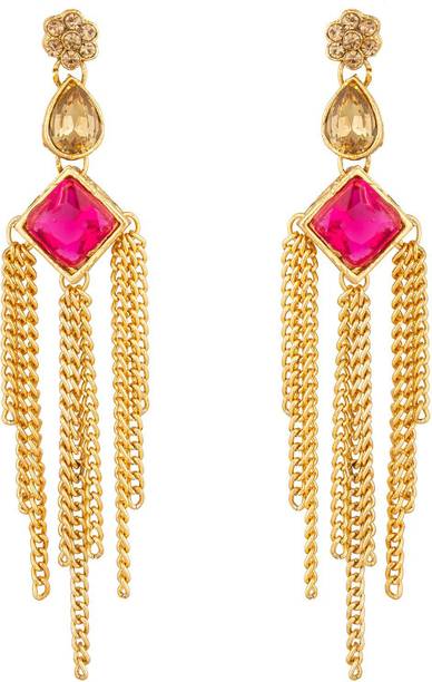 Long Earrings At Best S In India Luxor Chandelier Earrings With Long Chain Diamond Alloy Earring