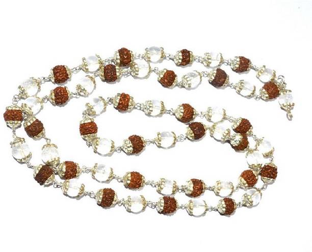 Jaipur Gemstone Rudraksh Panchmukhi Shiv Shakti Kawach MAla Wood Chain