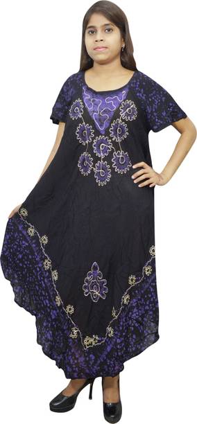 Indiatrendzs Women A-line Dark Blue Dress
