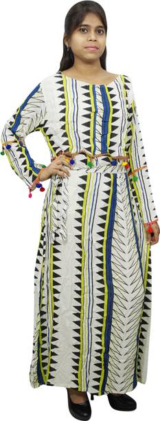 Indiatrendzs Women A-line Beige, Black Dress