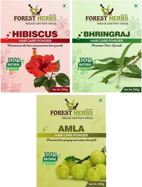 Forest Herbs Organic Hibiscus, Bhringraj & Amla Powder 100% Natural